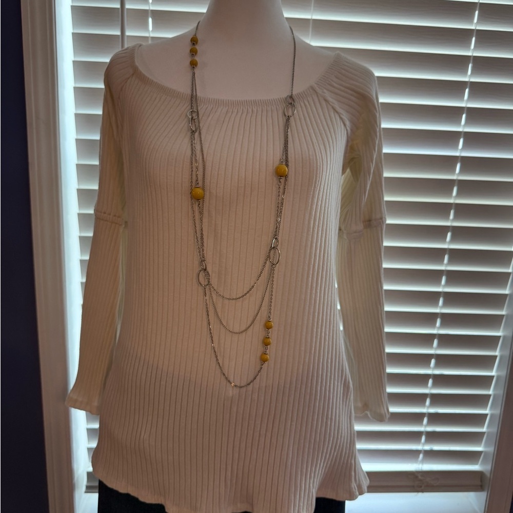 Maurices Cream Ribbed Knit Top